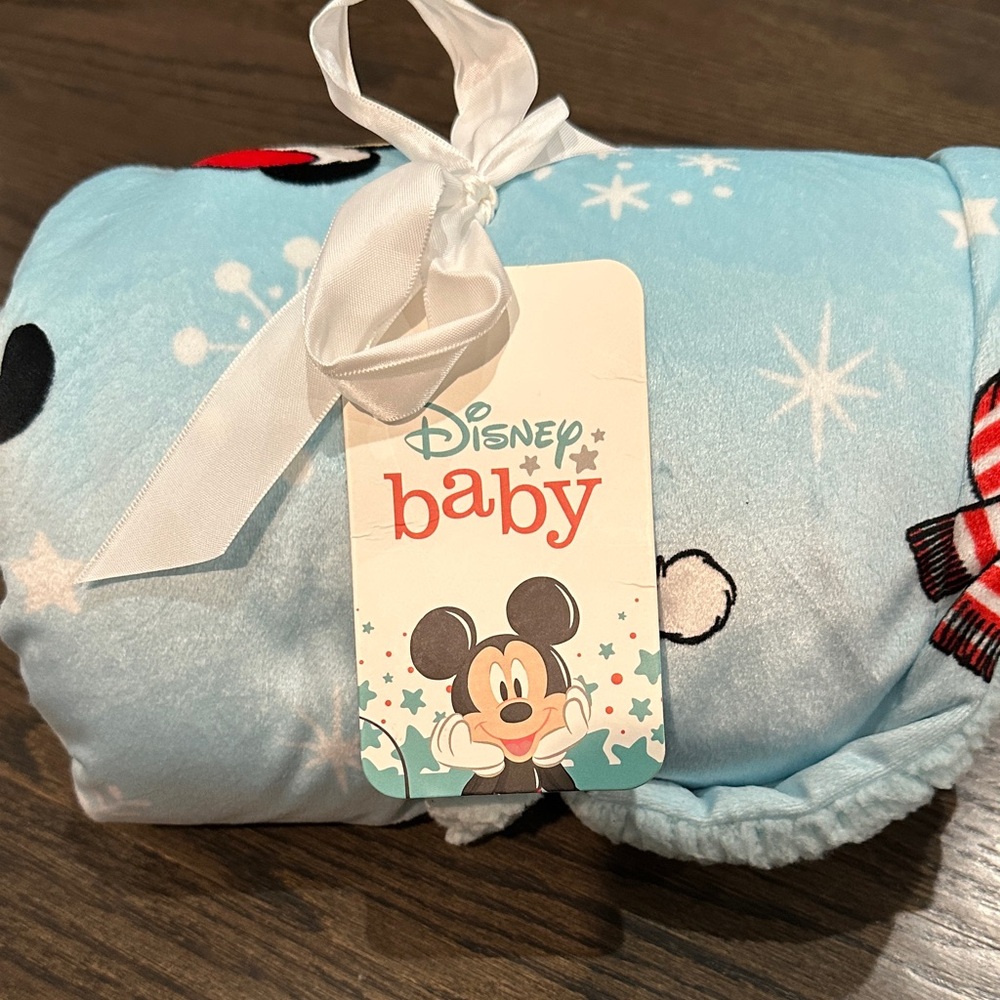 Disney Baby Blue Blanket with Mickey Mouse Design